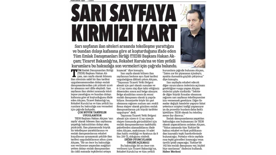Sarı Sayfaya Kırmızı Kart