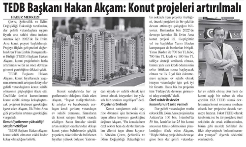 Konut Projeleri Arttırılmalı