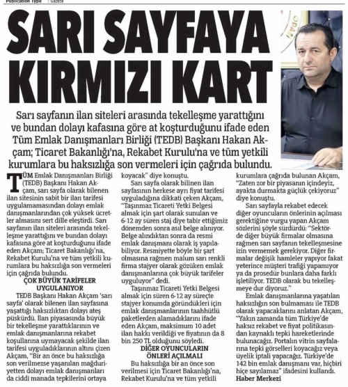 Sarı Sayfaya Kırmızı Kart