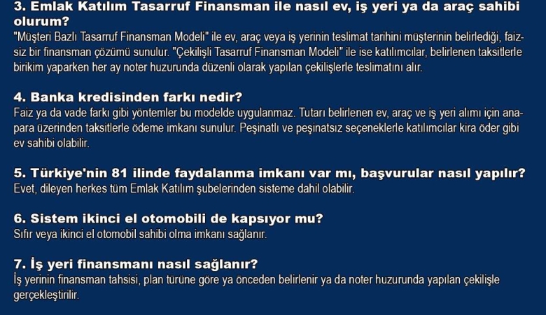 10 SORUDA EMLAK KATILIM TASARRUF FİNANSMAN