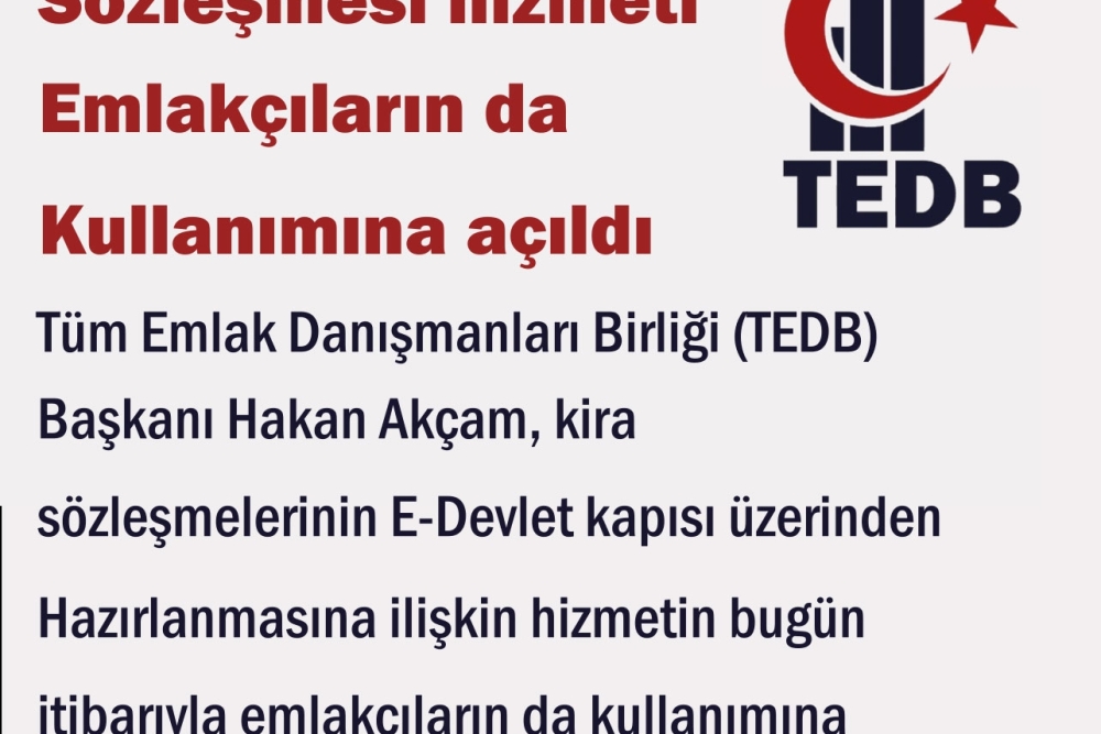 E-DEVLET'TEN KİRA SÖZLEŞMESİ HİZMETİ