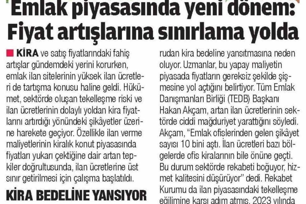 Emlak piyasasında yeni dönem