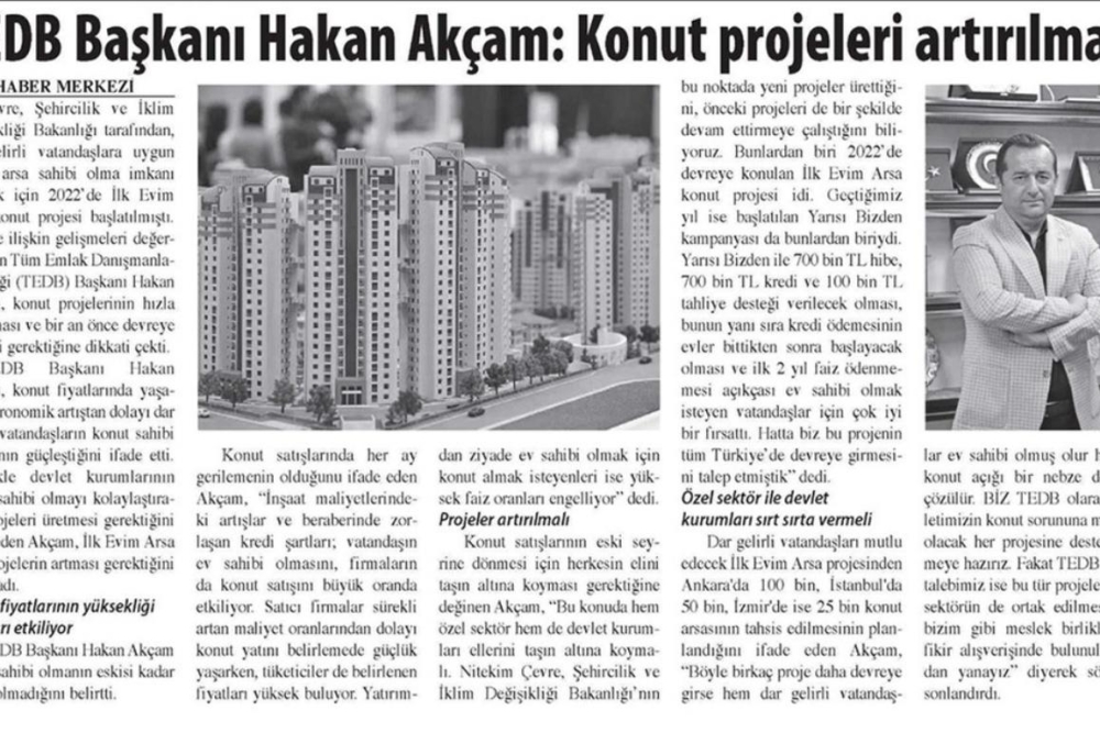 Konut Projeleri Arttırılmalı