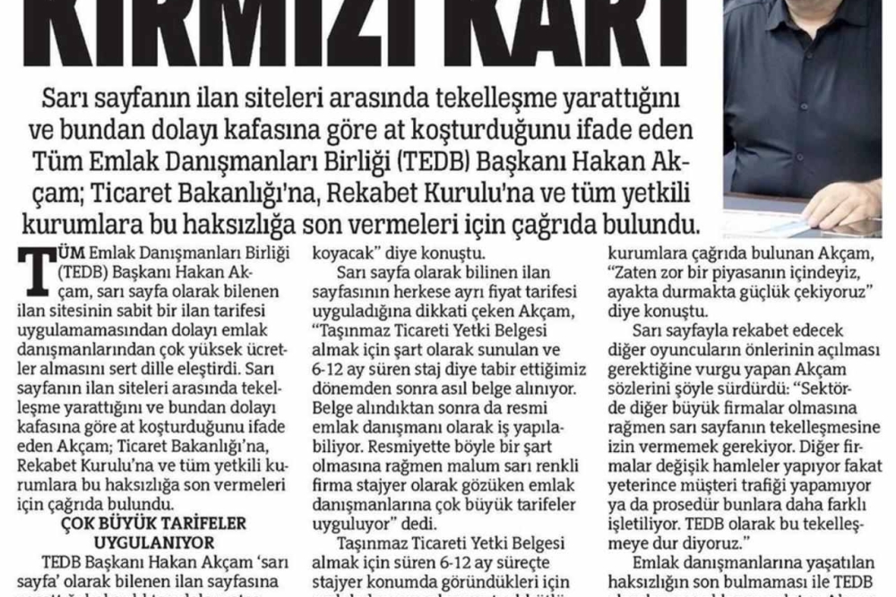 Sarı Sayfaya Kırmızı Kart