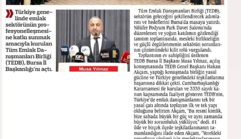 TEDB'den Bursa'ya merhaba