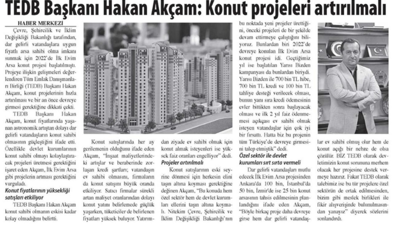 Konut Projeleri Arttırılmalı