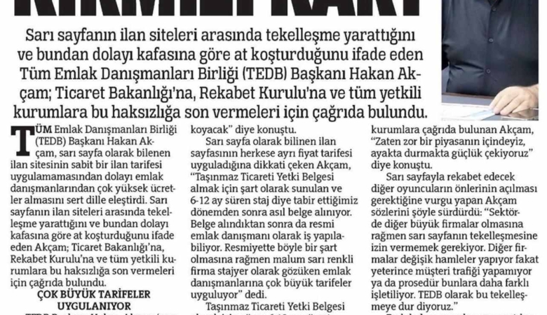 Sarı Sayfaya Kırmızı Kart